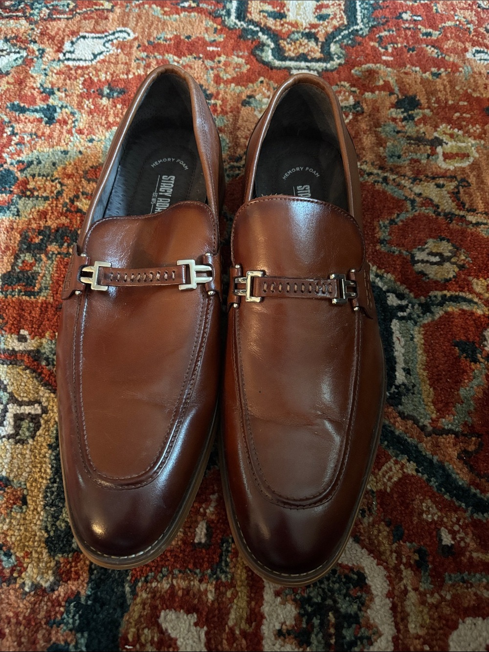 Stacy Adams Cognac Leather Bit Slip-Ons